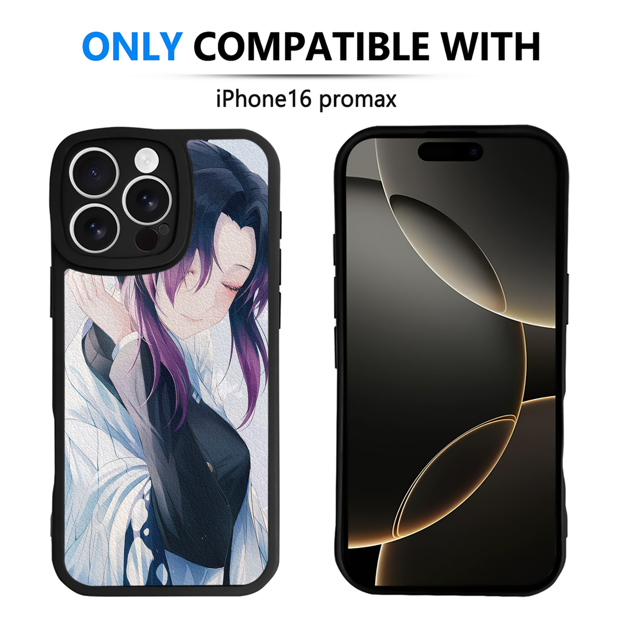 （画像用） 鬼滅の刃（きめつのやいば）蟲柱-胡蝶 しのぶ／こちょう しのぶ Kochou Shinobu 【iPhone 16シリーズ対応】シリコンスマホケース（レザー調） 材質：シリコン